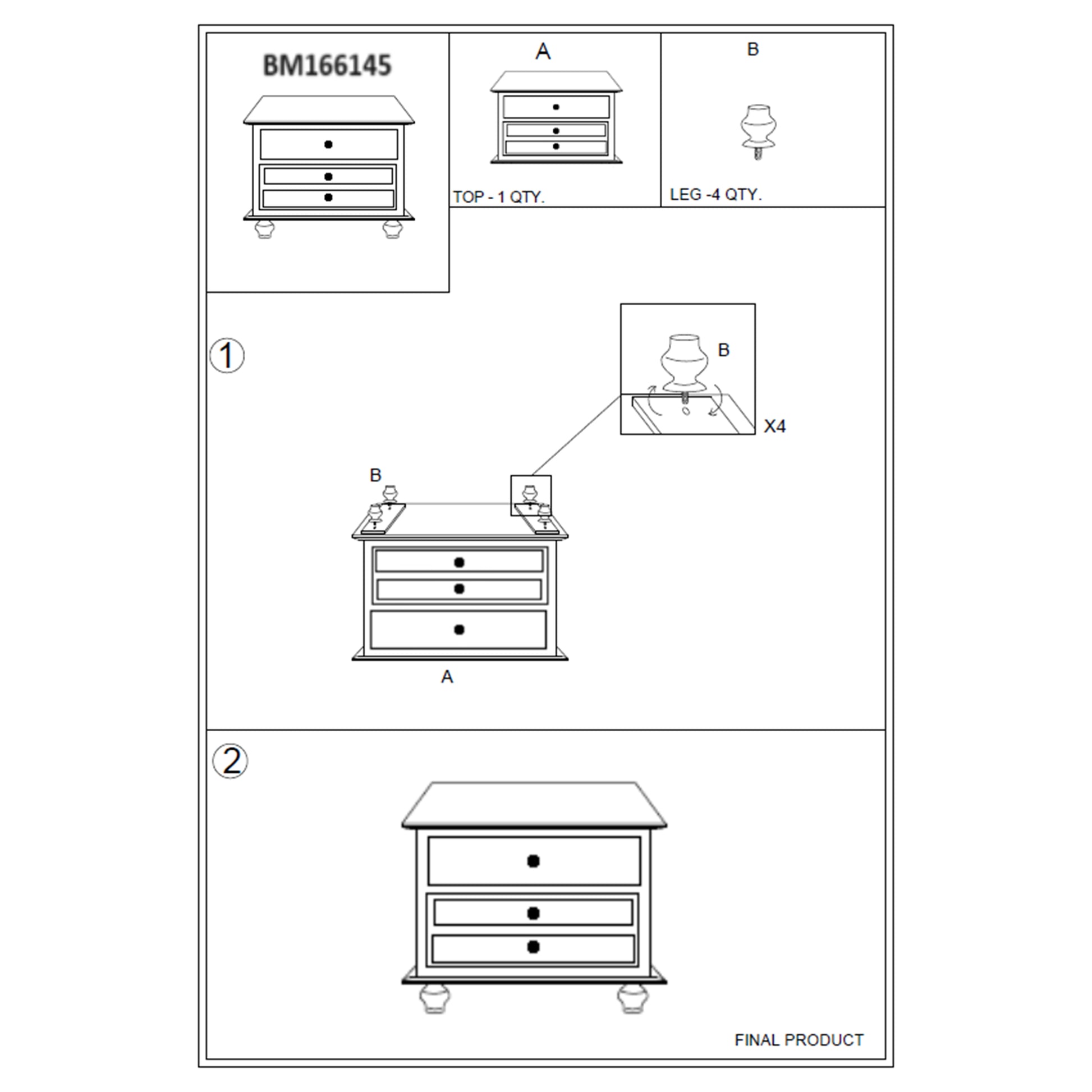 28 Inch Bedside Nightstand 2 Drawers with Classic Round Knobs Handcrafted White Mango Wood The Urban Port FOA-CM7155WH-C