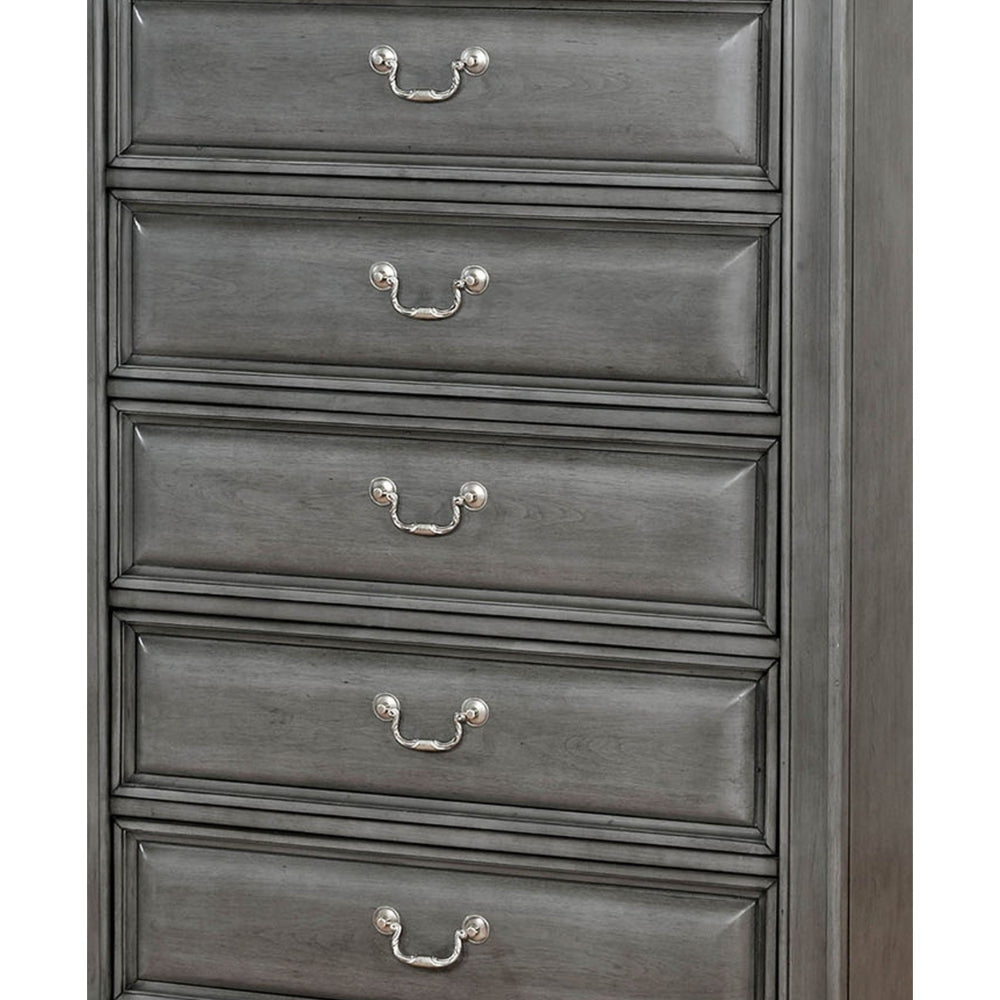 Transitional Wood Chest With 5 Drawers Gray By Casagear Home FOA-CM7302GY-C