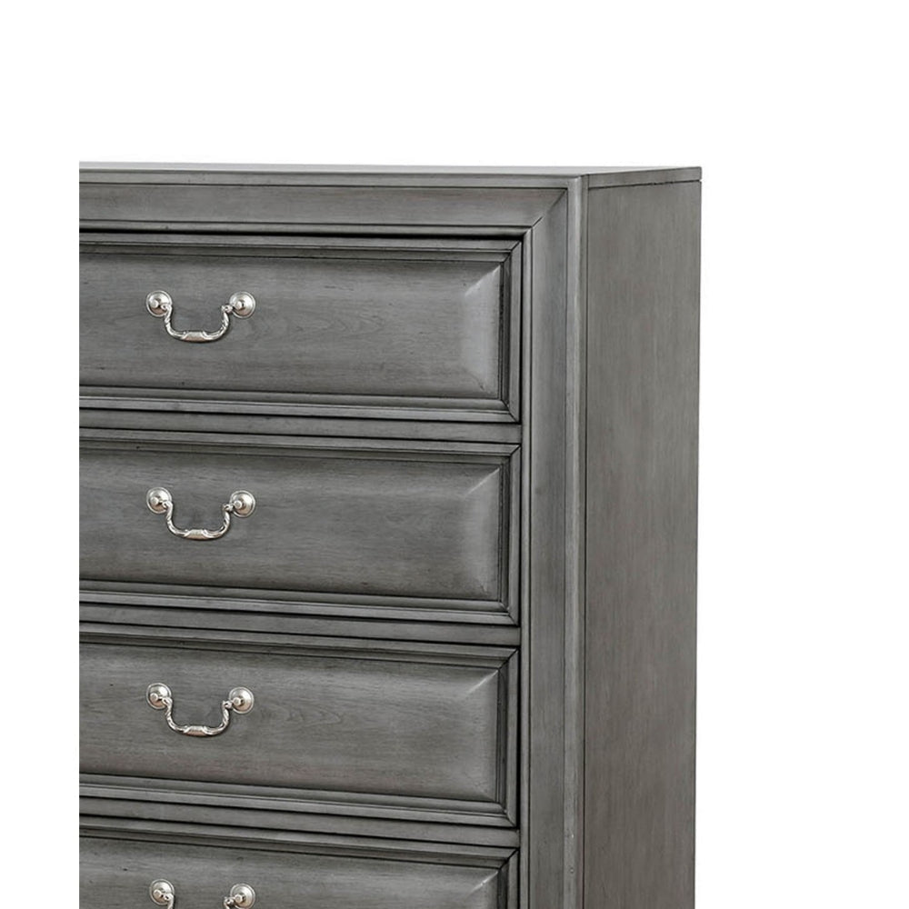 Transitional Wood Chest With 5 Drawers Gray By Casagear Home FOA-CM7302GY-C