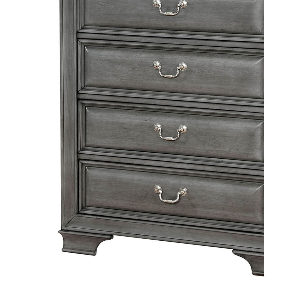 Transitional Wood Chest With 5 Drawers Gray By Casagear Home FOA-CM7302GY-C