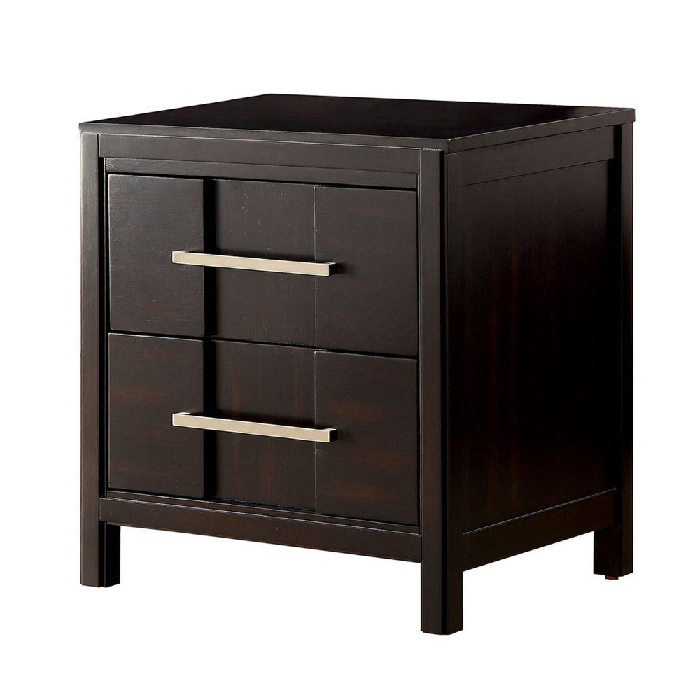 Transitional Solid Wood Night Stand With Two Drawers Espresso Brown By Casagear Home FOA-CM7580EX-N