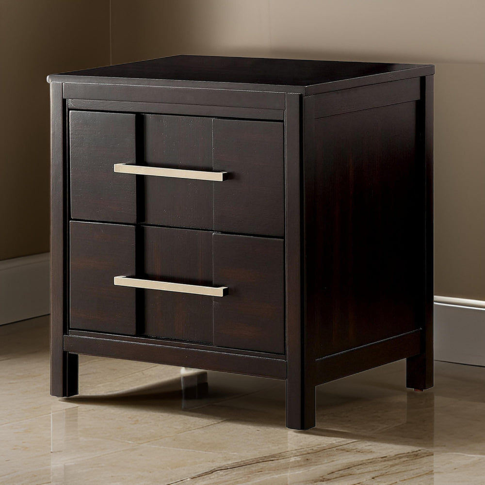 Transitional Solid Wood Night Stand With Two Drawers, Espresso Brown By Casagear Home