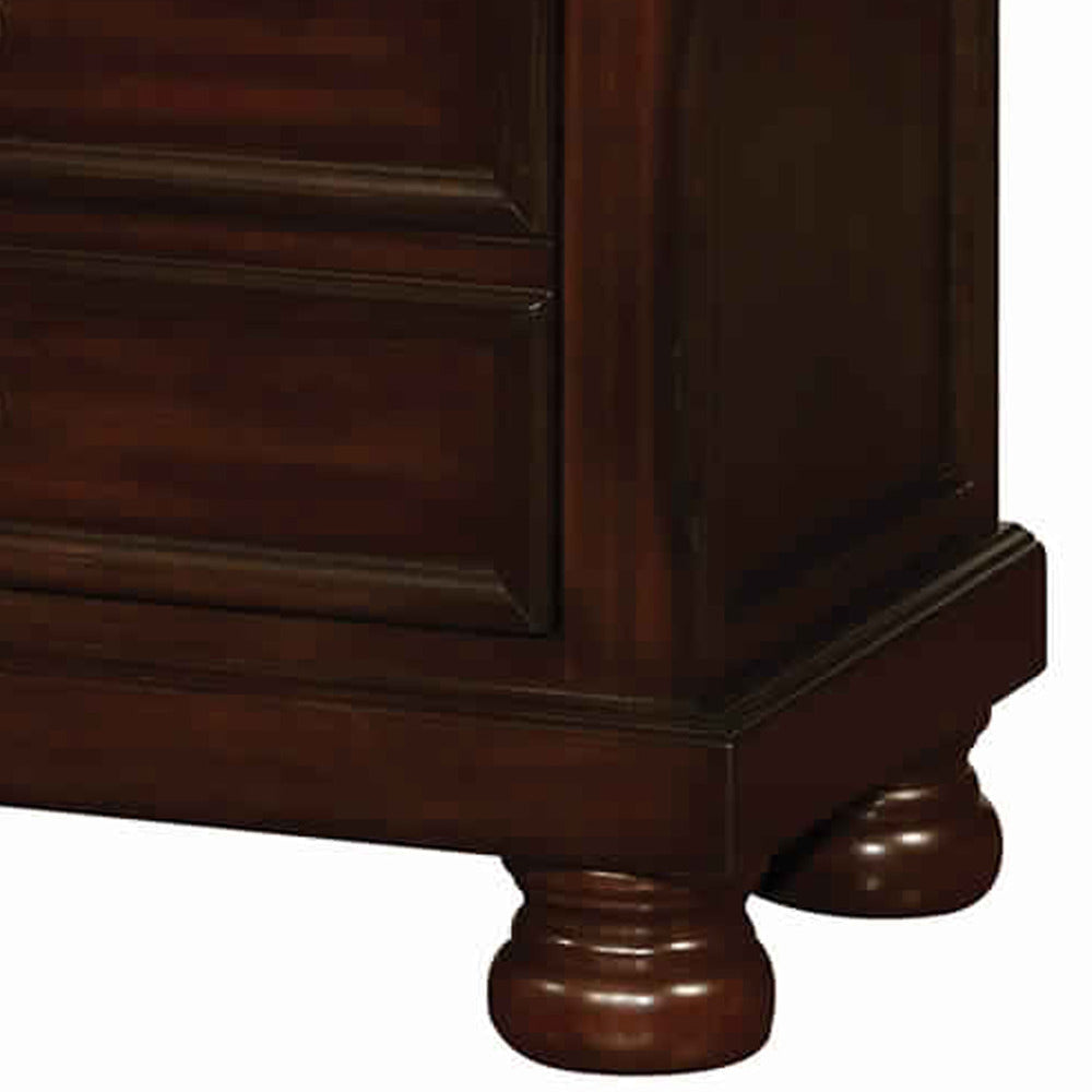 3 Drawer Wooden Night Stand In Cherry Brown By Casagear Home FOA-CM7590CH-N