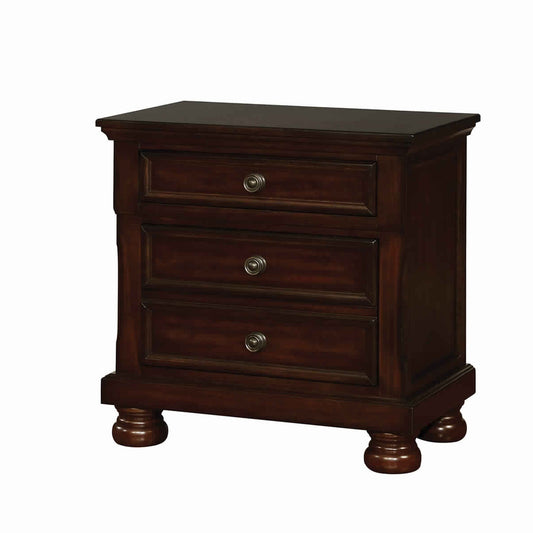 3 Drawer Wooden Night Stand In Cherry Brown By Casagear Home FOA-CM7590CH-N