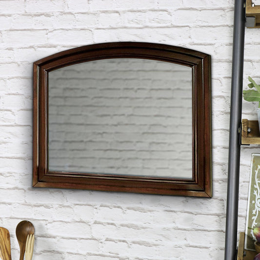 Northville Transitional Style Wooden Wall Mirror, Brown By Casagear Home