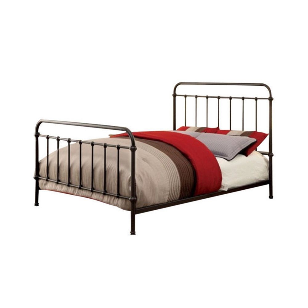 Metal Eastern King size Platform Bed with Headboard & Footboard Deep Bronze By Casagear Home FOA-CM7701GM-EK