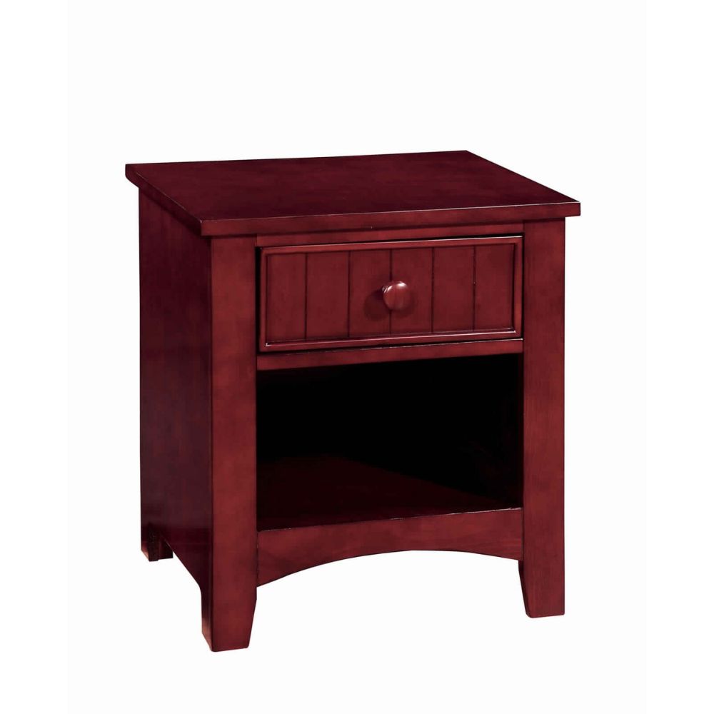 Wooden Night Stand With One Drawer And Open Shelf In Cherry Brown -CM7905CH-N By Casagear Home FOA-CM7905CH-N