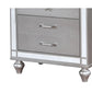 Three Drawer Solid Wood Nightstand with Mirror Accent Trim Front Silver -CM7977SV-N By Casagear Home FOA-CM7977SV-N