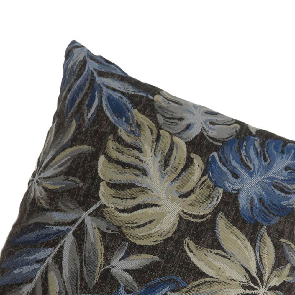 Contemporary Style Leaf Designed Set of 2 Throw Pillows Navy Blue -PL6027NV-S-2PK By Casagear Home FOA-PL6027NV-S-2PK