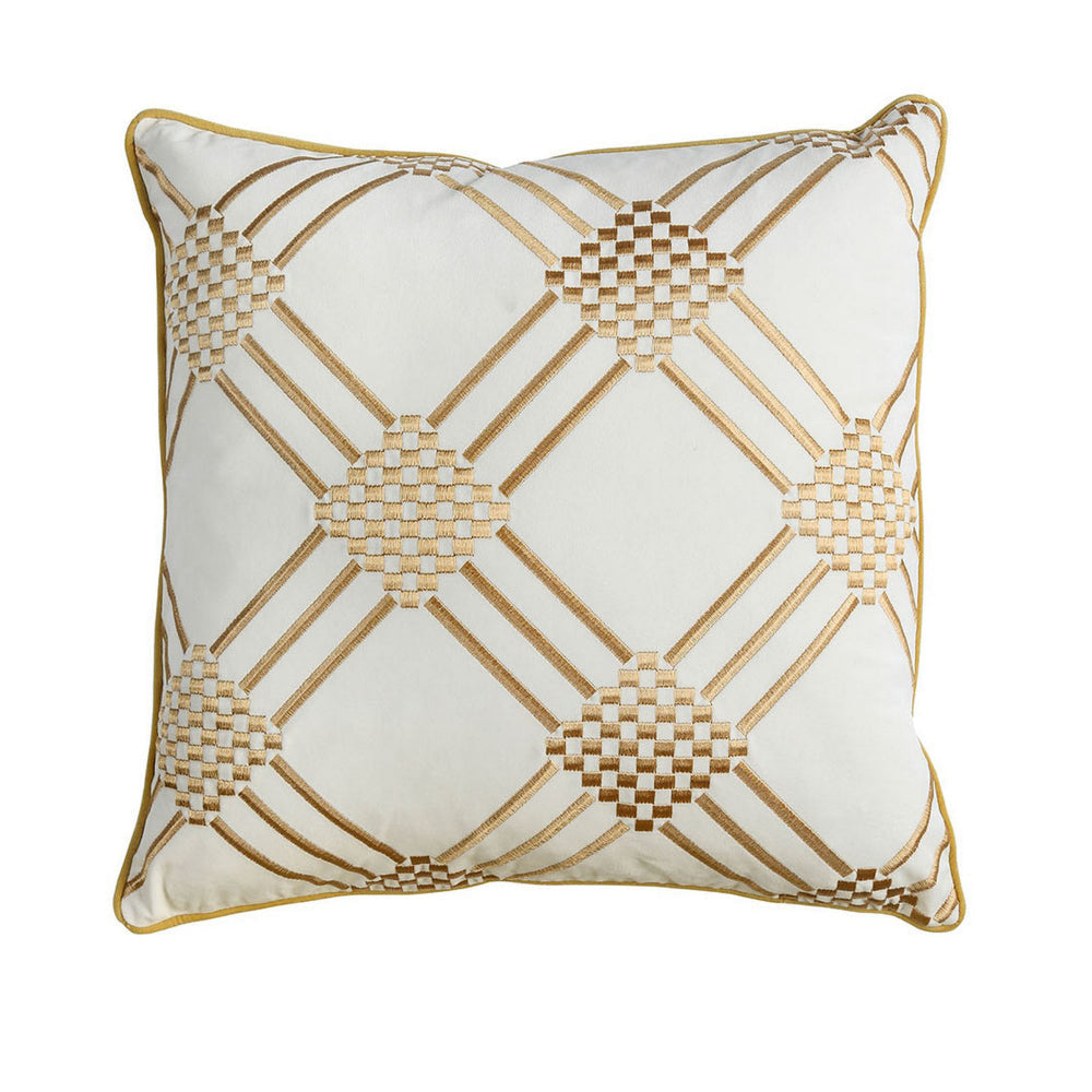 Contemporary Style Set of 2 Throw Pillows With Diamond Patterns Ivory Yellow By Casagear Home FOA-PL8039-2PK