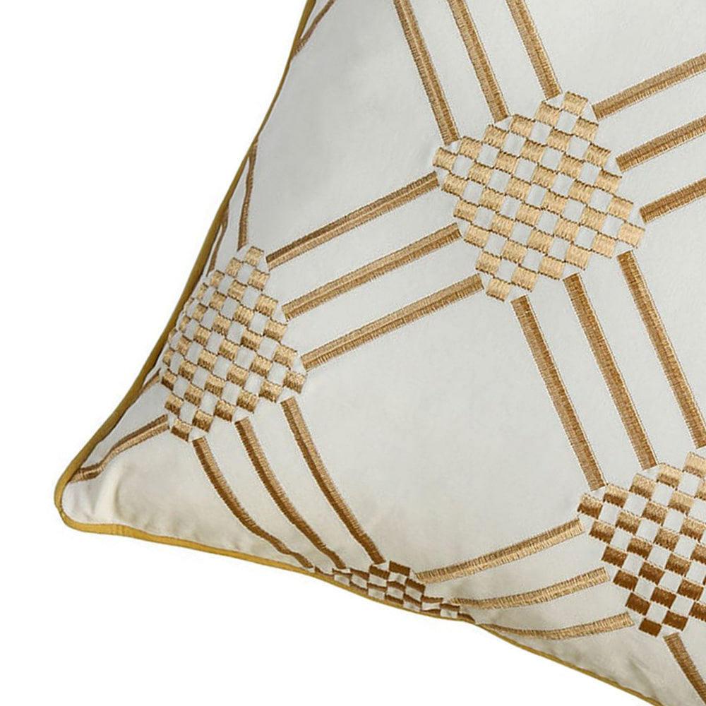 Contemporary Style Set of 2 Throw Pillows With Diamond Patterns Ivory Yellow By Casagear Home FOA-PL8039-2PK