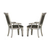 27 Inch Wood Dining Armchair Faux Leather,Acrylic Crystals,Set of 2,Silver HME-1958A