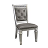 28 Inch Wood Dining Chair Faux Leather Acrylic Crystals Set of 2 Silver HME-1958S