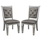 28 Inch Wood Dining Chair Faux Leather Acrylic Crystals Set of 2 Silver HME-1958S