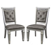 28 Inch Wood Dining Chair Faux Leather Acrylic Crystals Set of 2 Silver HME-1958S