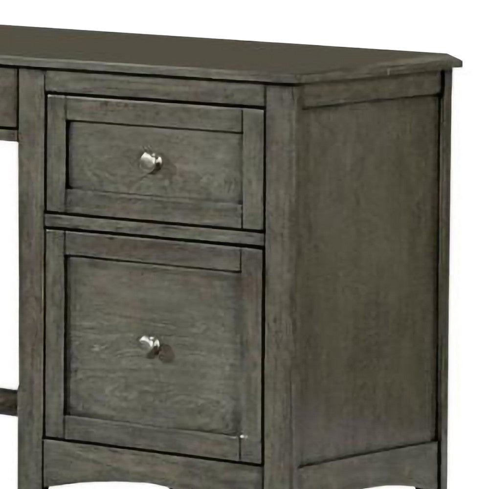 Wooden Writing Desk With Keyboard Tray And 2 Drawers Gray By Casagear Home HME-2046-15