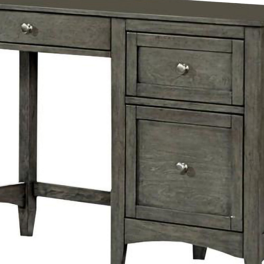 Wooden Writing Desk With Keyboard Tray And 2 Drawers Gray By Casagear Home HME-2046-15