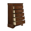 5 Drawer Wooden Chest with Metal Hardware Cherry Brown By Casagear Home HME-2147-9