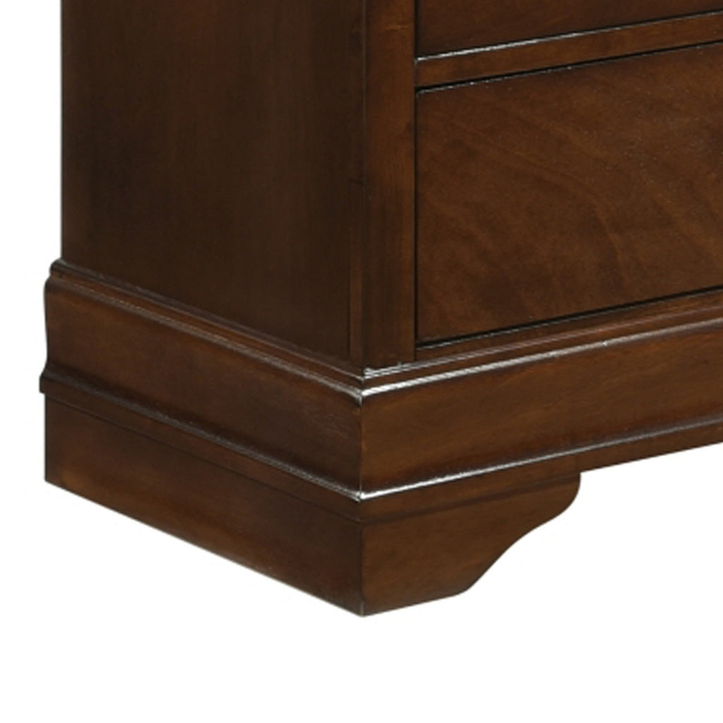 5 Drawer Wooden Chest with Metal Hardware Cherry Brown By Casagear Home HME-2147-9