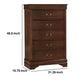 5 Drawer Wooden Chest with Metal Hardware Cherry Brown By Casagear Home HME-2147-9