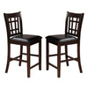 41 Inch Wood Counter Height Chair Leatherette Seat Dark Brown Set of 2 HME-2423-24