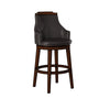 Wood & Leather Bar Height Chair with Swivel Mechanism Oak Brown & Black Set of 2 By Casagear Home HME-5447-29S