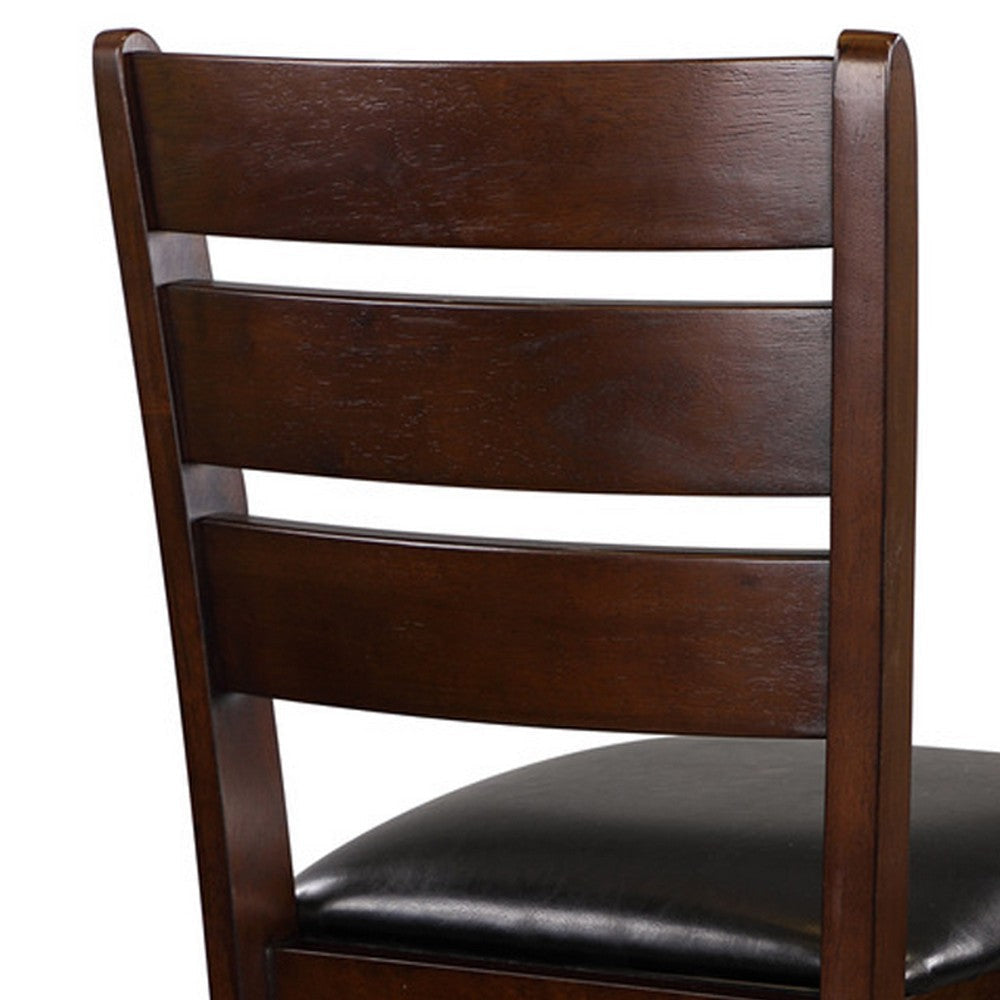 WoodCounter Height Chairs With Slatted Backs Set of 2 Dark Brown By Casagear Home HME-586-24