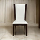 Leather Upholstered Side Chair With Long Back, White and Black, Set Of 2