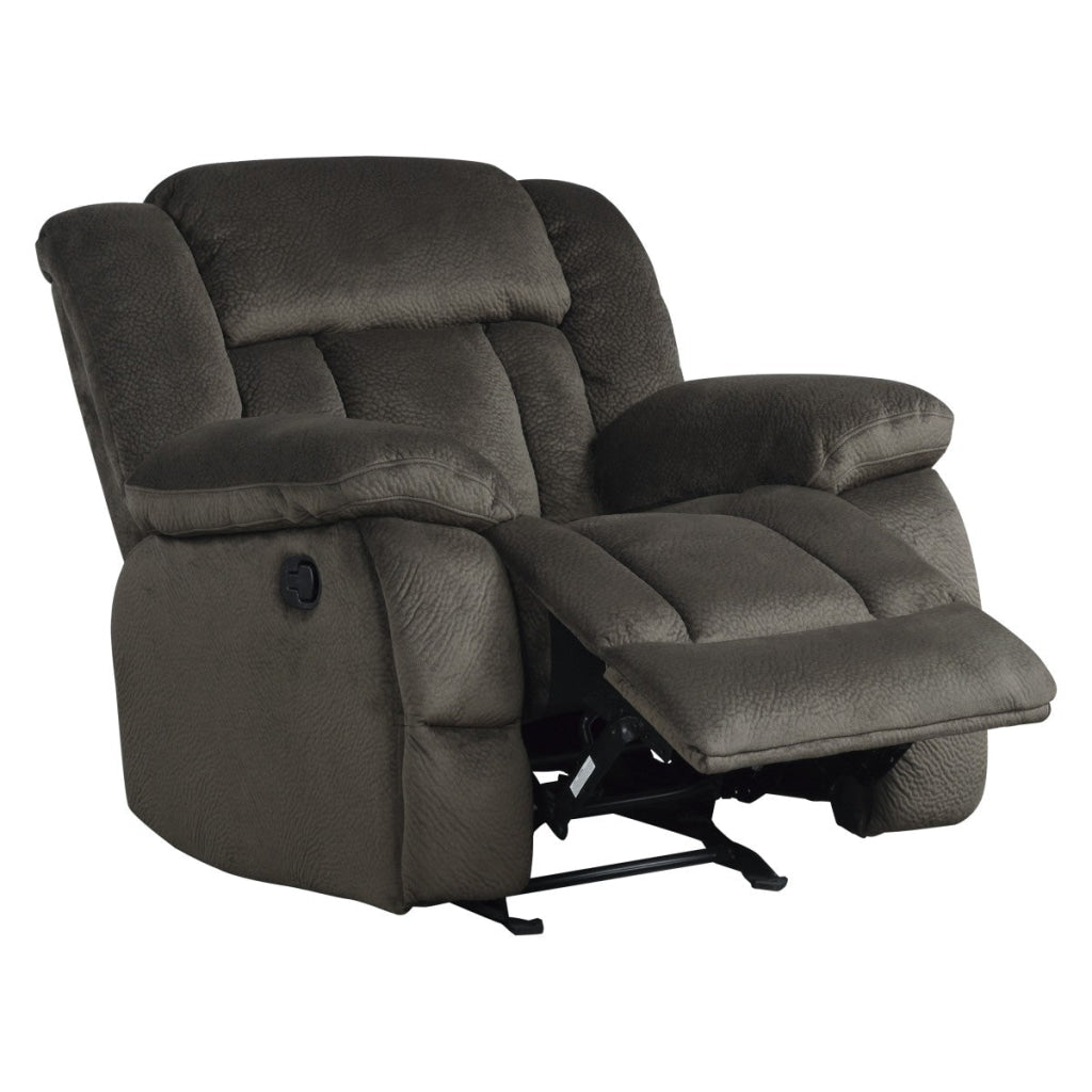 Microfiber Textured Fabric Glider Reclining Chair Brown - 9636-1 HME-9636-1