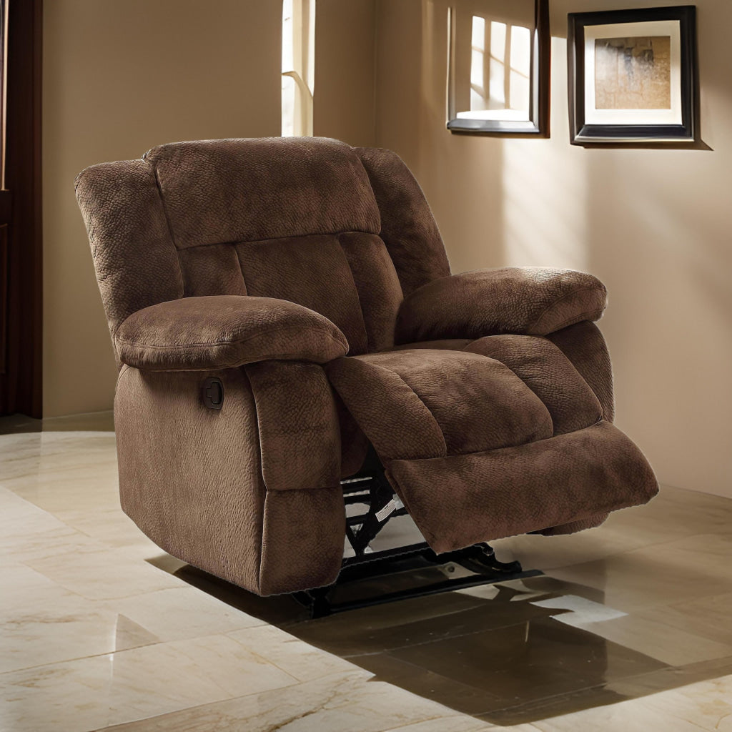 Microfiber Textured Fabric Glider Reclining Chair Brown - 9636-1 HME-9636-1