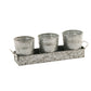 Galvanized Set of Three Planters With Tray Gray - BM164576 BM164576