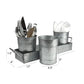 Galvanized Set of Three Planters With Tray Gray - BM164576 BM164576