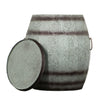 Drum Shape Metal Wine Storage Table with Removable Lid Rustic Brown and Gray - BM82436 BM82436