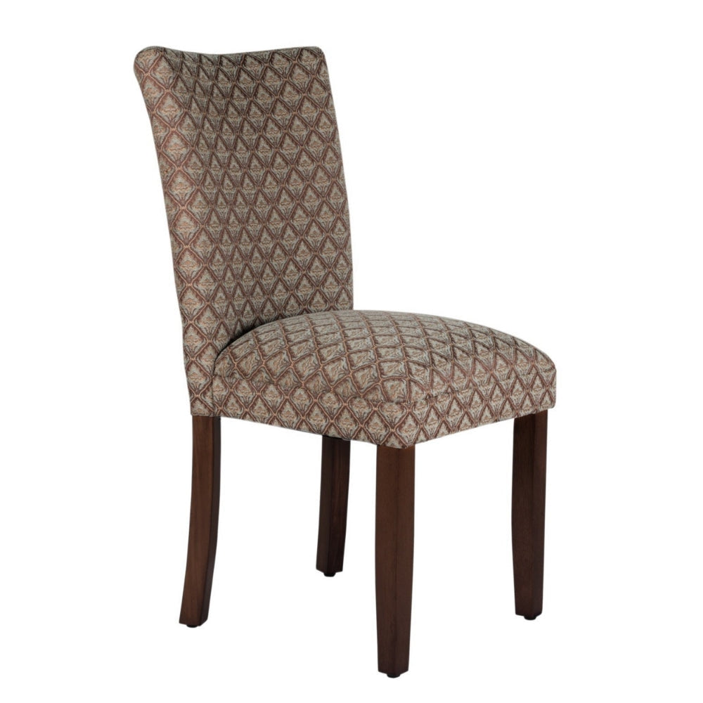 Wooden Parson Dining Chair with Damask Pattern Fabric Upholstery Multicolor - K1136-F662 By Casagear Home KFN-K1136-F662