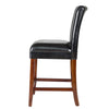 Wooden 24 Inch Bar Stool with Faux Leather Padded Seat and Tapered Feet Black and Brown - K1401-24-E073 By Casagear Home KFN-K1401-24-E073