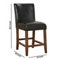 Wooden 24 Inch Bar Stool with Faux Leather Padded Seat and Tapered Feet Black and Brown - K1401-24-E073 By Casagear Home KFN-K1401-24-E073