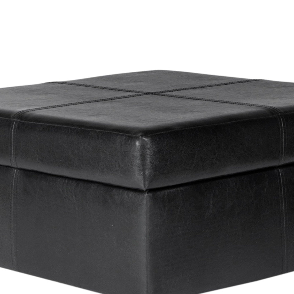 Leatherette Upholstered Wooden Ottoman With Hinged Storage Black and Brown Large - K2380-E169 By Casagear Home KFN-K2380-E169