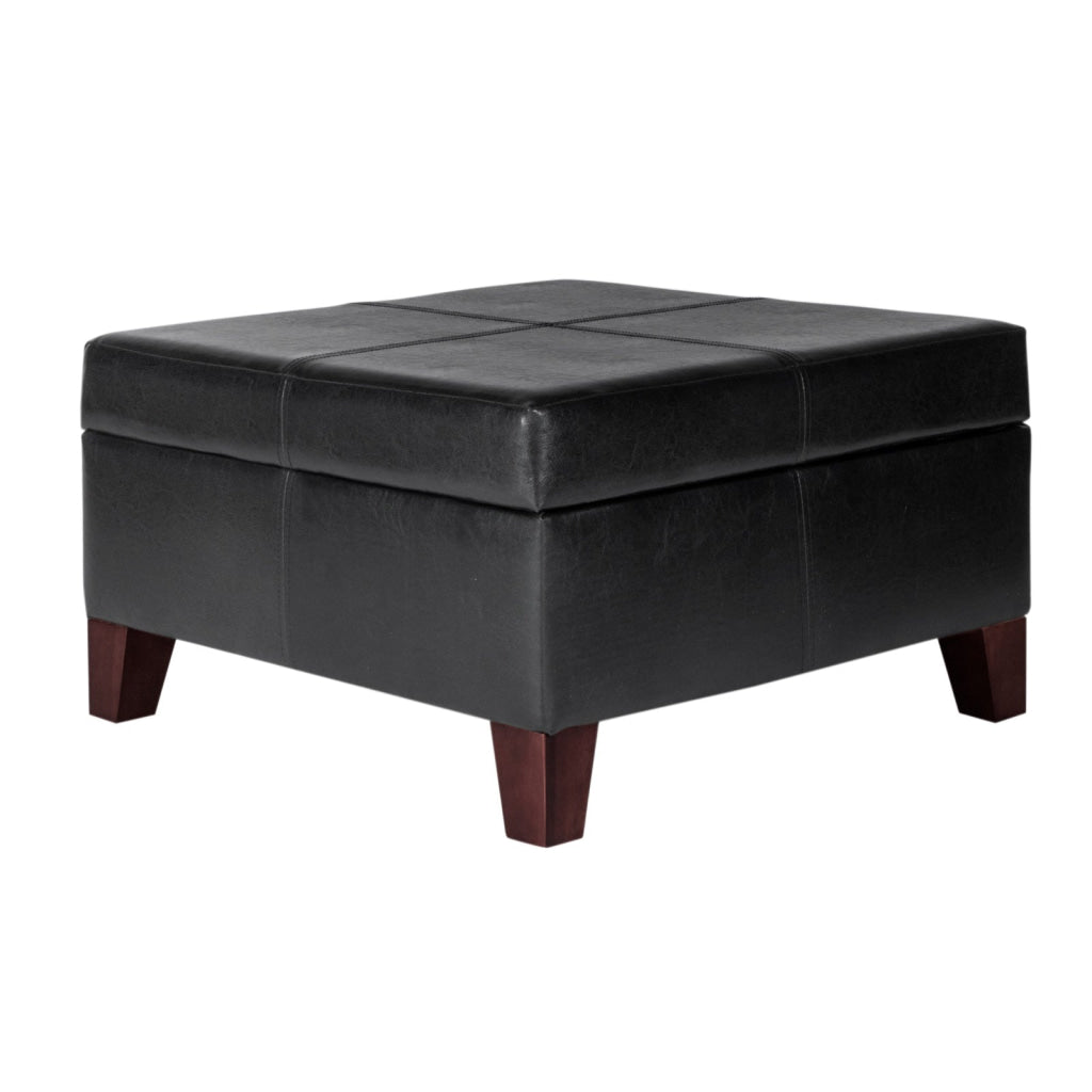 Leatherette Upholstered Wooden Ottoman With Hinged Storage Black and Brown Large - K2380-E169 By Casagear Home KFN-K2380-E169