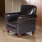 Faux Leather Upholstered Wooden Kids Accent Chair with Rolled Arms, Brown - K3334-E155 By Casagear Home