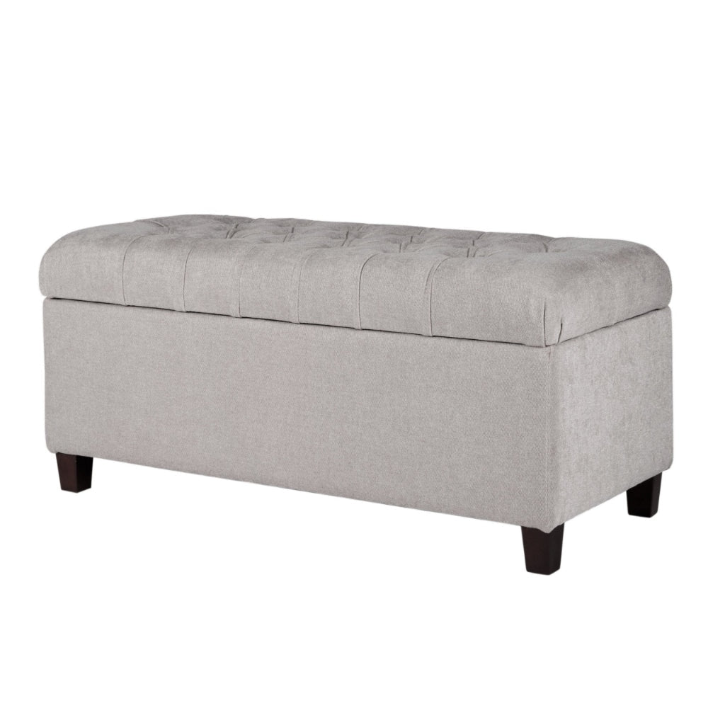 Fabric Upholstered Button Tufted Wooden Bench With Hinged Storage Gray and Brown - K6138-B231 By Casagear Home KFN-K6138-B231