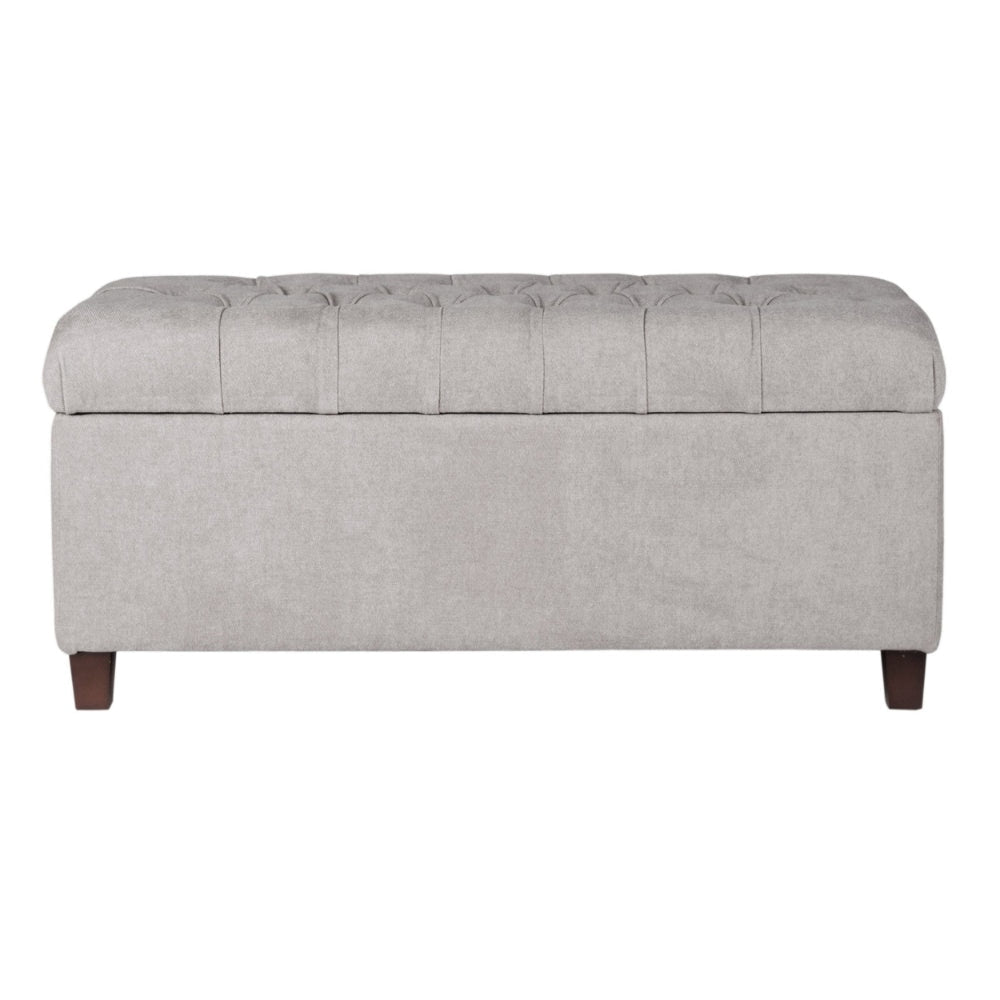 Fabric Upholstered Button Tufted Wooden Bench With Hinged Storage Gray and Brown - K6138-B231 By Casagear Home KFN-K6138-B231