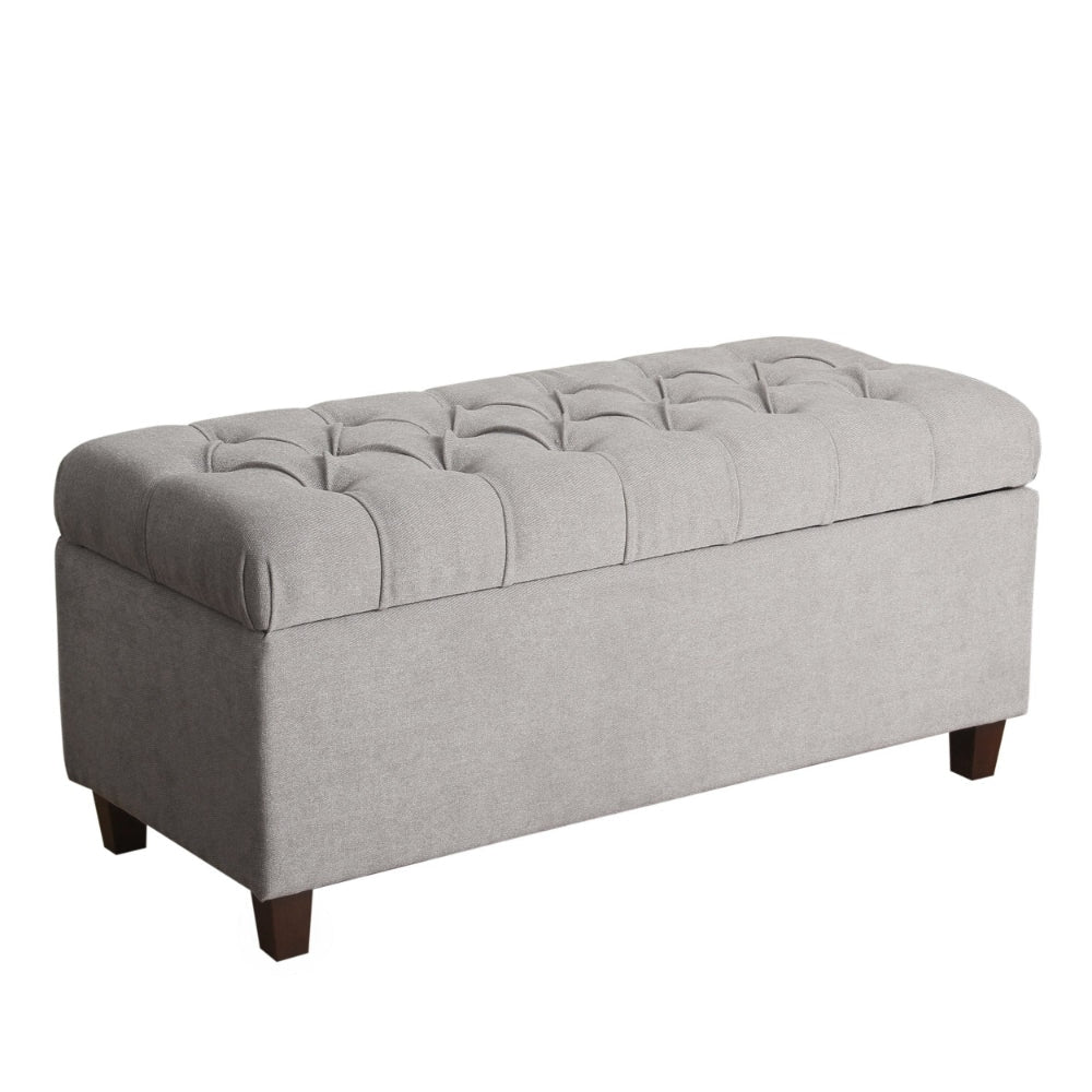 Fabric Upholstered Button Tufted Wooden Bench With Hinged Storage Gray and Brown - K6138-B231 By Casagear Home KFN-K6138-B231