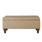 Fabric Upholstered Wooden Storage Bench With Nail head Trim Large Tan Brown - K6159-F1399 By Casagear Home KFN-K6159-F1399