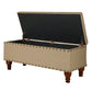 Fabric Upholstered Wooden Storage Bench With Nail head Trim Large Tan Brown - K6159-F1399 By Casagear Home KFN-K6159-F1399