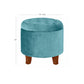 Button Tufted Velvet Upholstered Wooden Ottoman with Hidden Storage Blue and Brown - K6171-B122 By Casagear Home KFN-K6171-B122