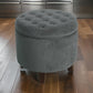 Button Tufted Velvet Upholstered Wooden Ottoman with Hidden Storage, Gray and Brown - K6171-B229 By Casagear Home