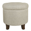 Textured Woven Fabric Upholstered Round Ottoman with Lift Top Storage Beige and Brown - K6171-F2251 By Casagear Home KFN-K6171-F2251