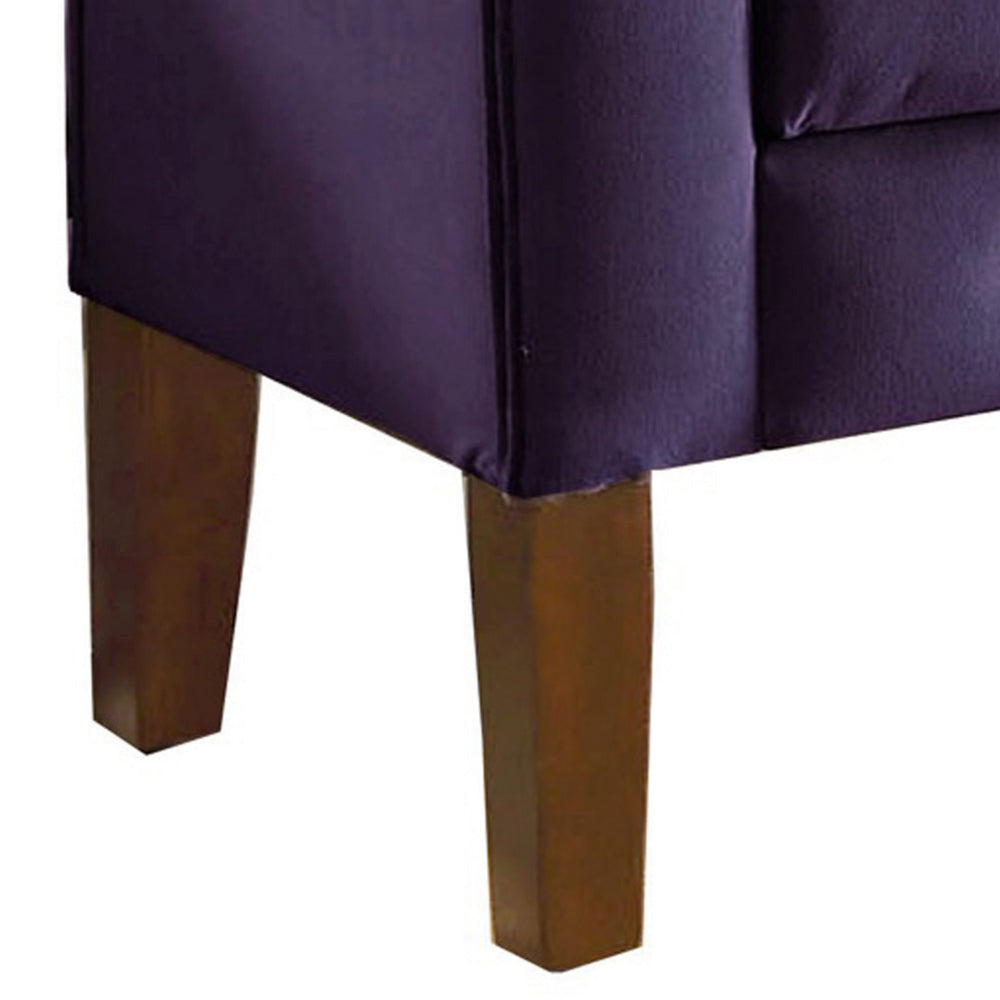 Velvet Upholstered Button Tufted Wooden Bench Settee With Hinged Storage Purple and Brown - K6211-B204 By Casagear Home KFN-K6211-B204