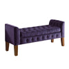 Velvet Upholstered Button Tufted Wooden Bench Settee With Hinged Storage Purple and Brown - K6211-B204 By Casagear Home KFN-K6211-B204