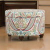 Paisley Pattern Fabric Upholstered Wooden Ottoman with Hidden Storage, Multicolor -  By Casagear Home